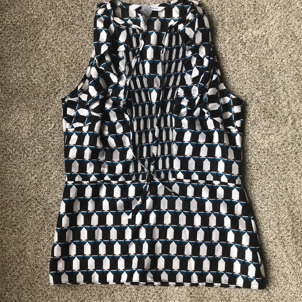 DVF ruffle sleeveless silk top
